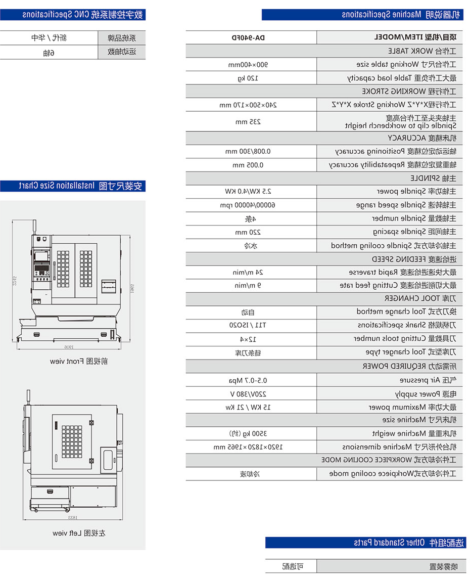 DA-940FD四头刀库机参数